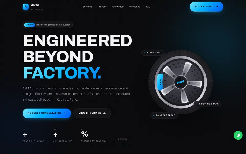 AKM Autoworks website homepage